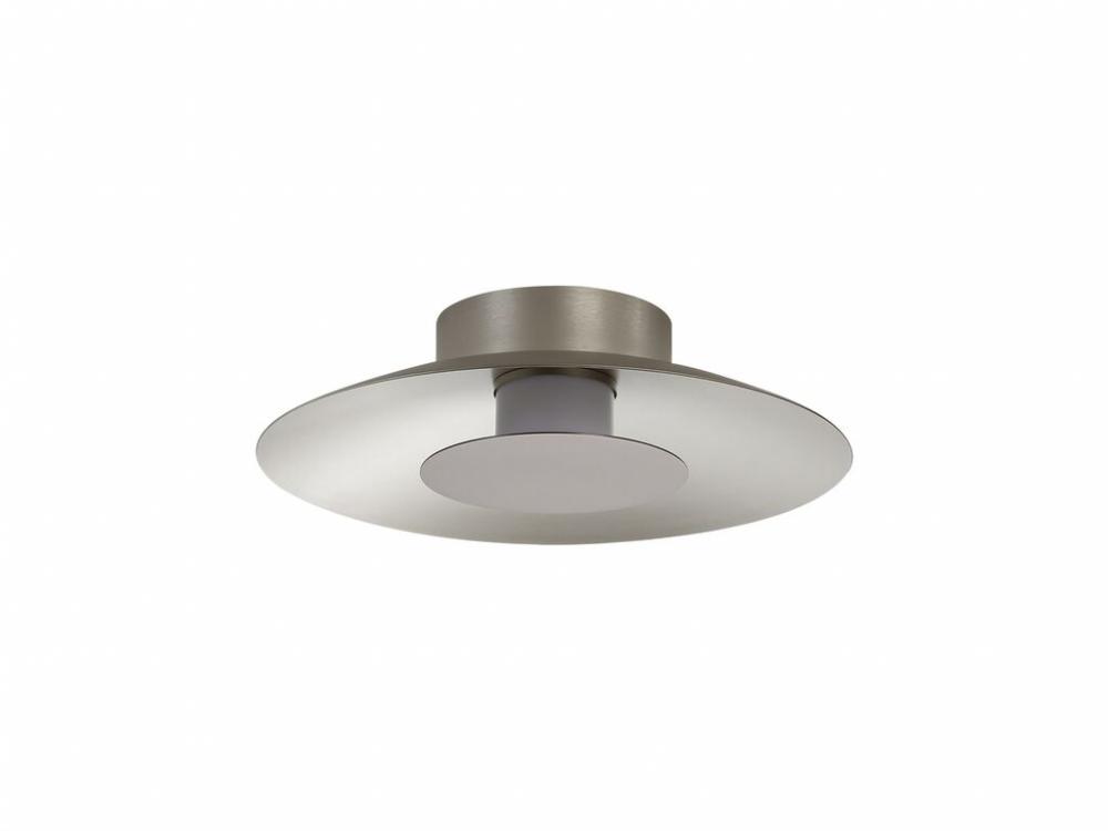 Luma LED Flush Mount - 12" in Sand Nickel with Coffee Silver Shade